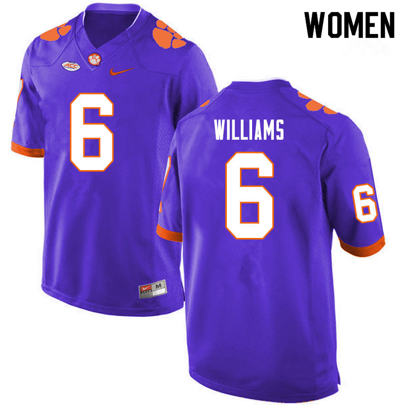 Women #6 E.J. Williams Clemson Tigers College Football Jerseys Sale-Purple - Click Image to Close